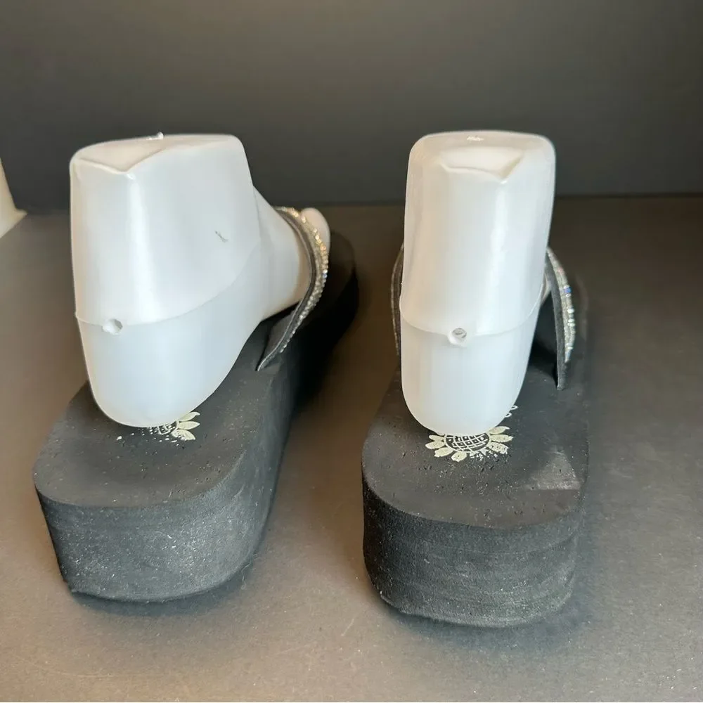 Yellowbox Black‎ Crystal Strap Flip Flops Size 9.5 - Picture 3 of 7